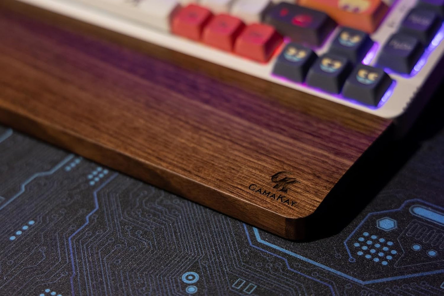 Wooden Wrist Rest Pad, 14.17'' Compact Ergonomic Walnut Wood Hand Wrist Rest for 87 Keys Mechanical Keyboard, Non-Slip Palm Pad for Comfortable Typing and Playing (For 85%)