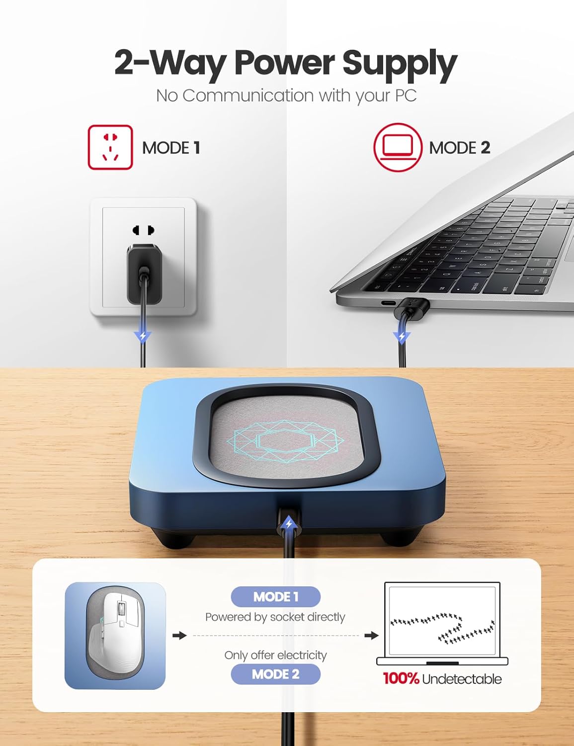 Enlarged Turntable Mouse Mover, Max 3 Mouse Jiggler with Adjustable Intervals User-Friendly Buttons and LED Display Mouse Shaker Wiggler to Keep Your PC Awake