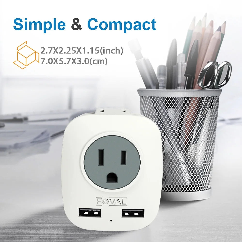 2-Pack European Travel Plug Adapter with 2 USB Ports, 2 American Outlets, International Plug Outlet Adapter to Italy France(Type-C)
