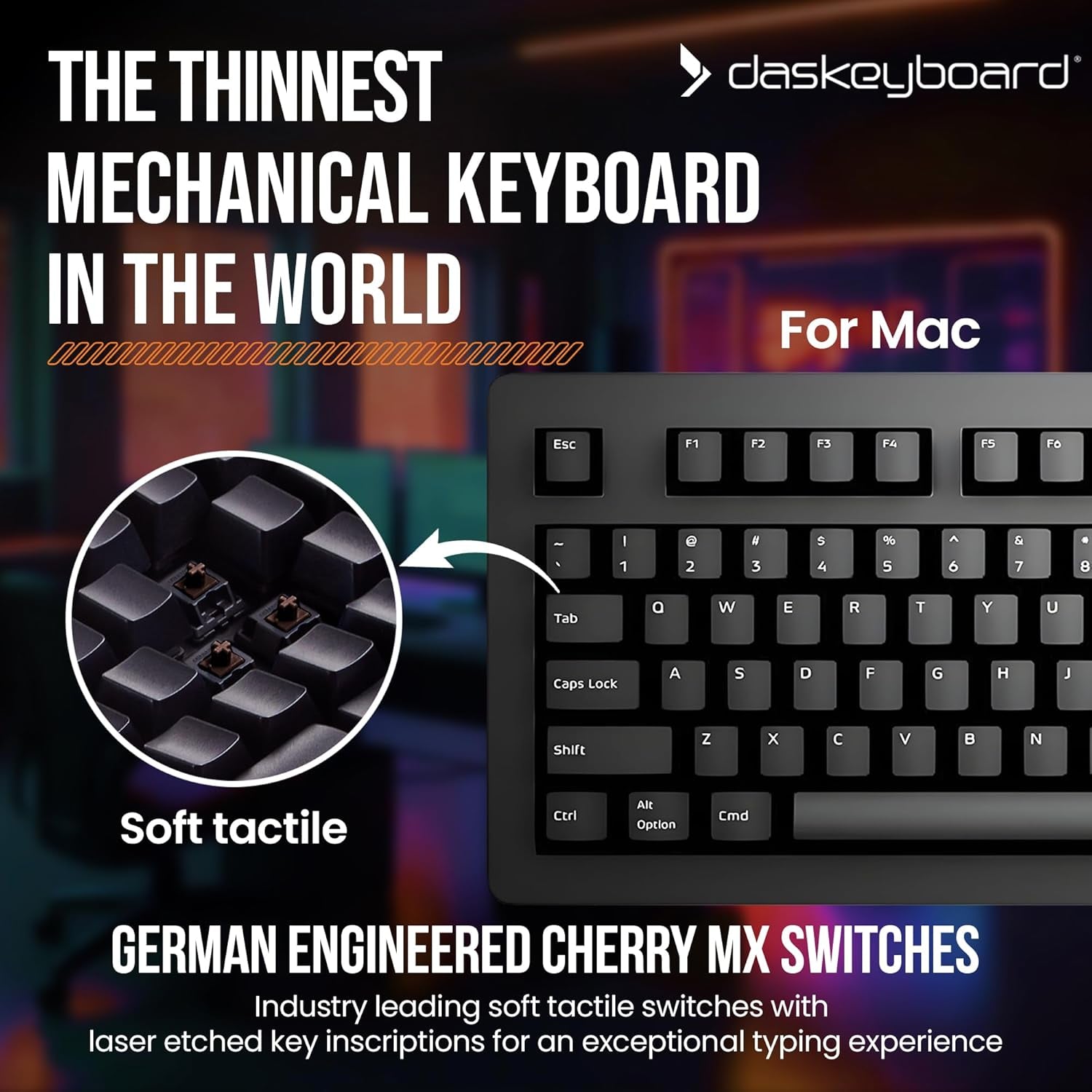 4 Professional for Mac Wired Mechanical Keyboard, Cherry MX Brown Mechanical Switches, 2-Port USB 3.0 Hub, Volume Knob, Aluminum Top (104 Keys, Black)