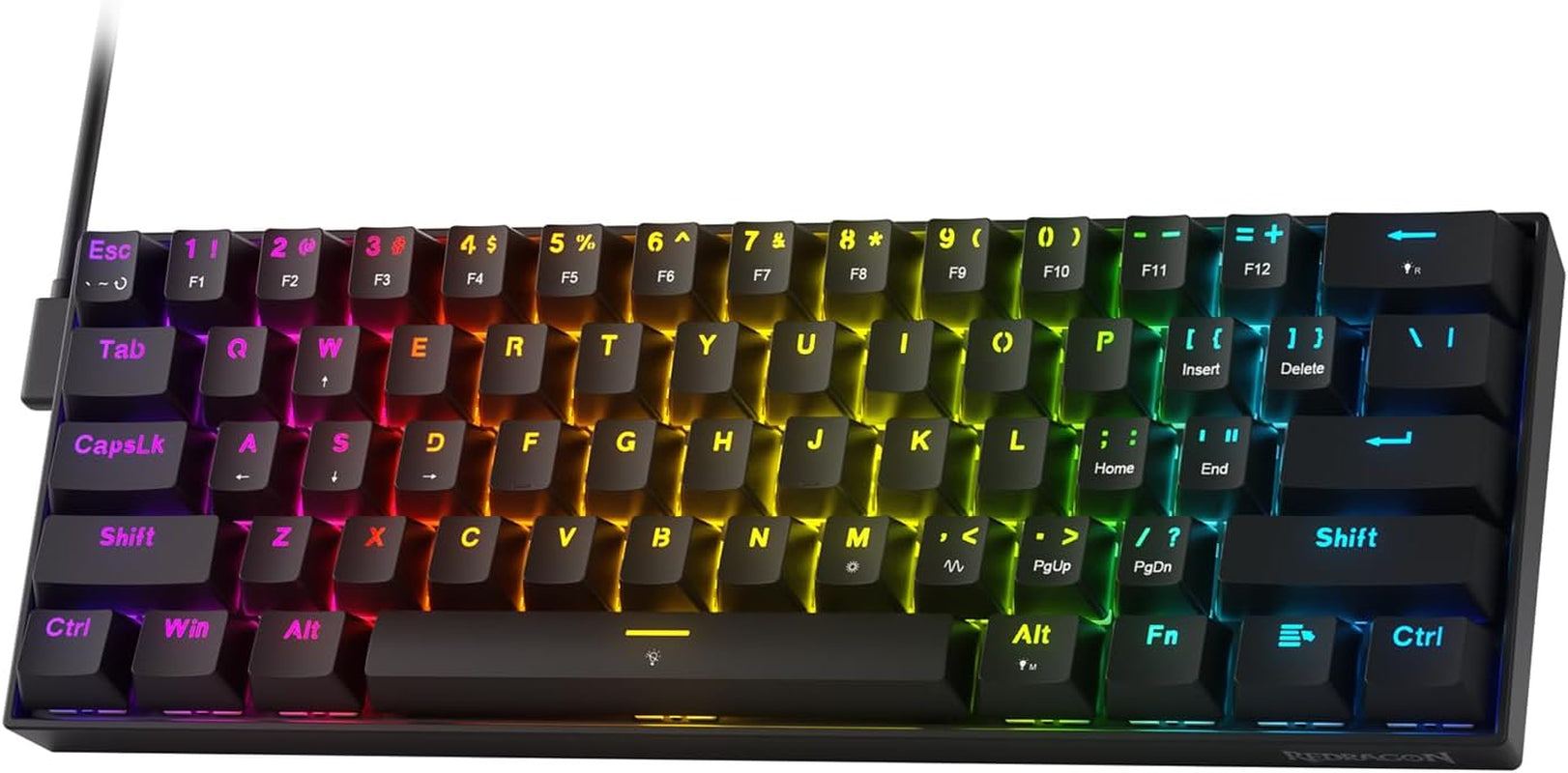 K617 Fizz 60% Wired RGB Gaming Keyboard, 61 Keys Hot-Swap Compact Mechanical Keyboard W/White and Grey Color Keycaps, Linear Red Switch, Pro Driver/Software Supported
