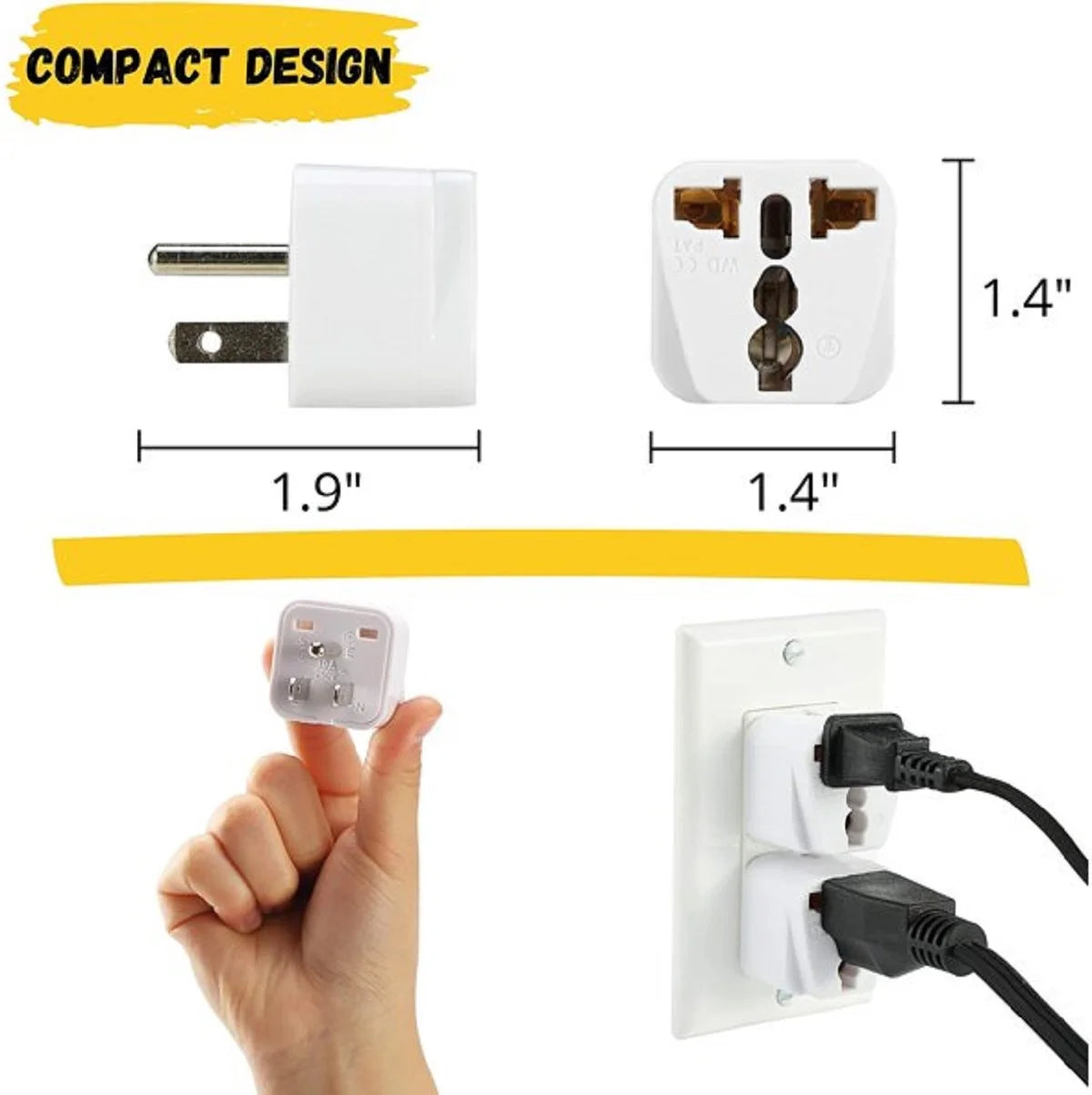 Universal to American Outlet Plug Adapter, 2 Pack, Canada Universal Travel Plug Adapter, 2 Pc, UK to US Adapter, US Plug Adapter, US Travel Adapter, Plug Converter, Universal Travel Adapter