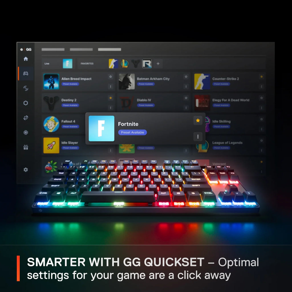 Apex Pro TKL Wireless Mechanical Gaming Keyboard with Rapid Tap – Tenkeyless – RGB – USB-C - PC, Mac
