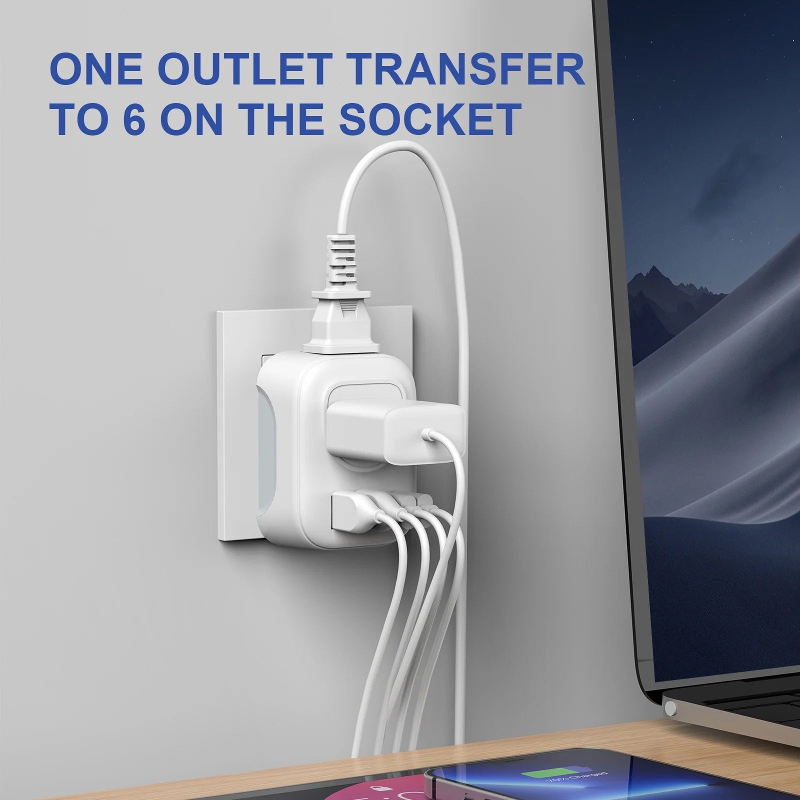 European Travel Plug Adapter,  International Plug Adapter with 2 AC Outlets 4 USB Ports(2 USB C), Type C Plug Adapter Travel Essentials for US to Most Europe France Germany Italy Spain