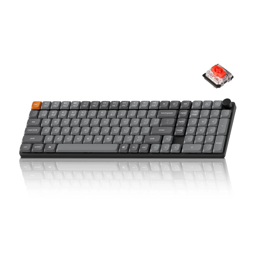 K17 Max Qmk/Launcher Ultra-Slim Wireless/Type-C Wired Mechanical Keyboard with RGB Backlit Hot-Swappable, Low-Profile Gateron Mechanical Red Switch Compatible with Mac Windows Linux