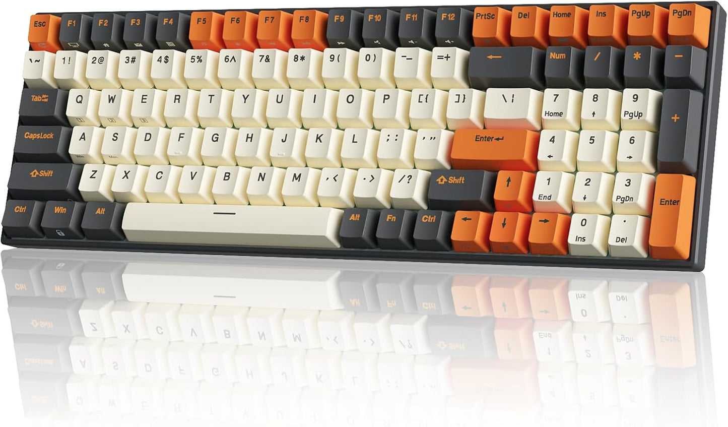 RK100 Wireless Mechanical Keyboard RGB Backlit Bluetooth5.1/2.4G/Wired 96% Full Size 100-Key Hot Swappable Gaming Keyboard Red Switch Classic