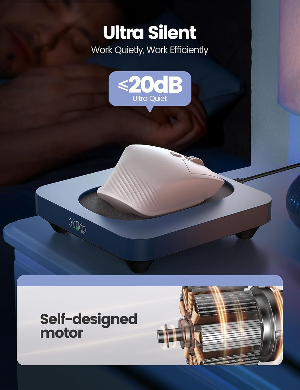 Enlarged Turntable Mouse Mover, Max 3 Mouse Jiggler with Adjustable Intervals User-Friendly Buttons and LED Display Mouse Shaker Wiggler to Keep Your PC Awake