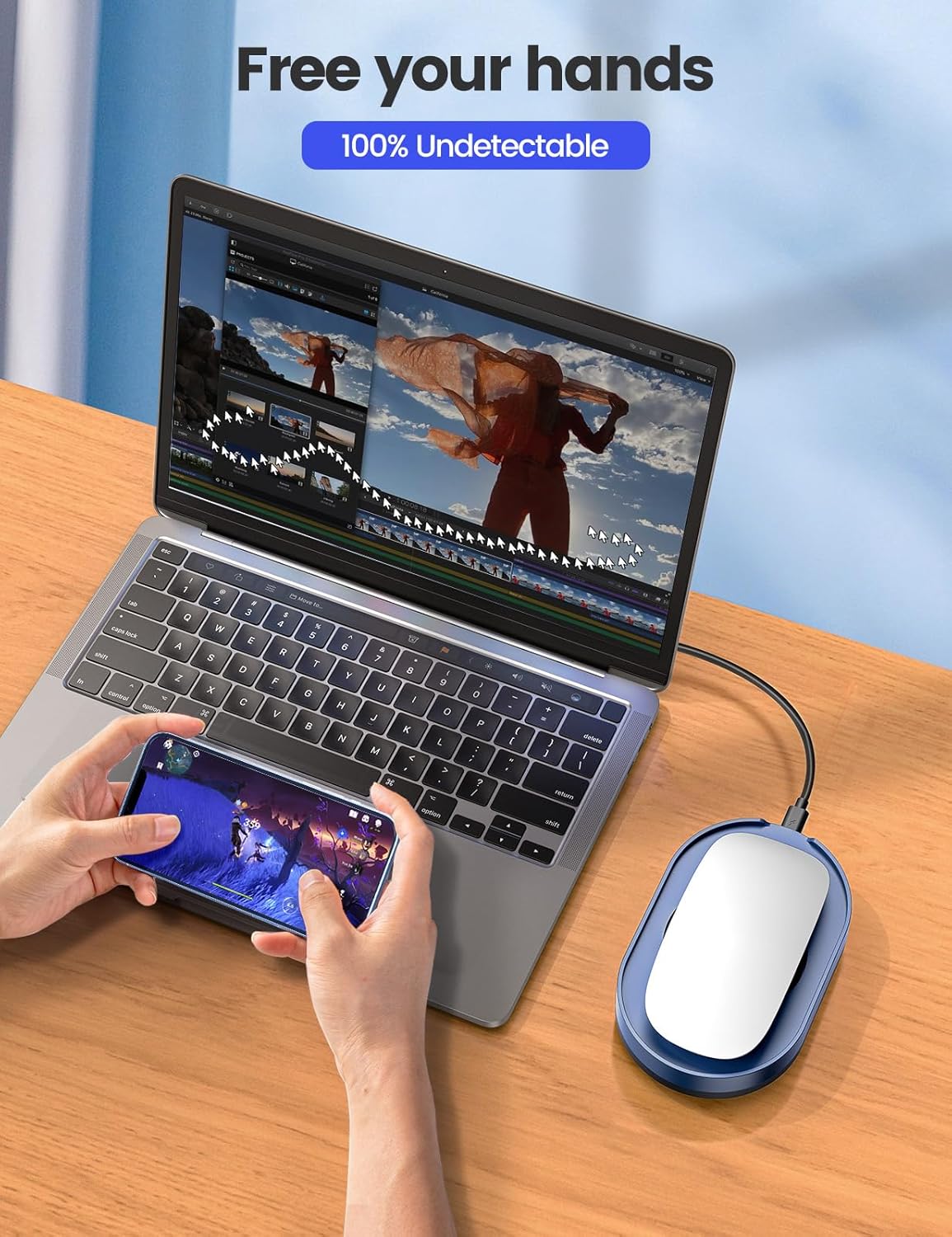 Undetectable Mouse Mover, M4 Mouse Jiggler Device with On/Off Switch, Driver-Free Shaker Wiggler Mouse Movement Simulation for Computer Awakening, Gift Ideal for Men/Women