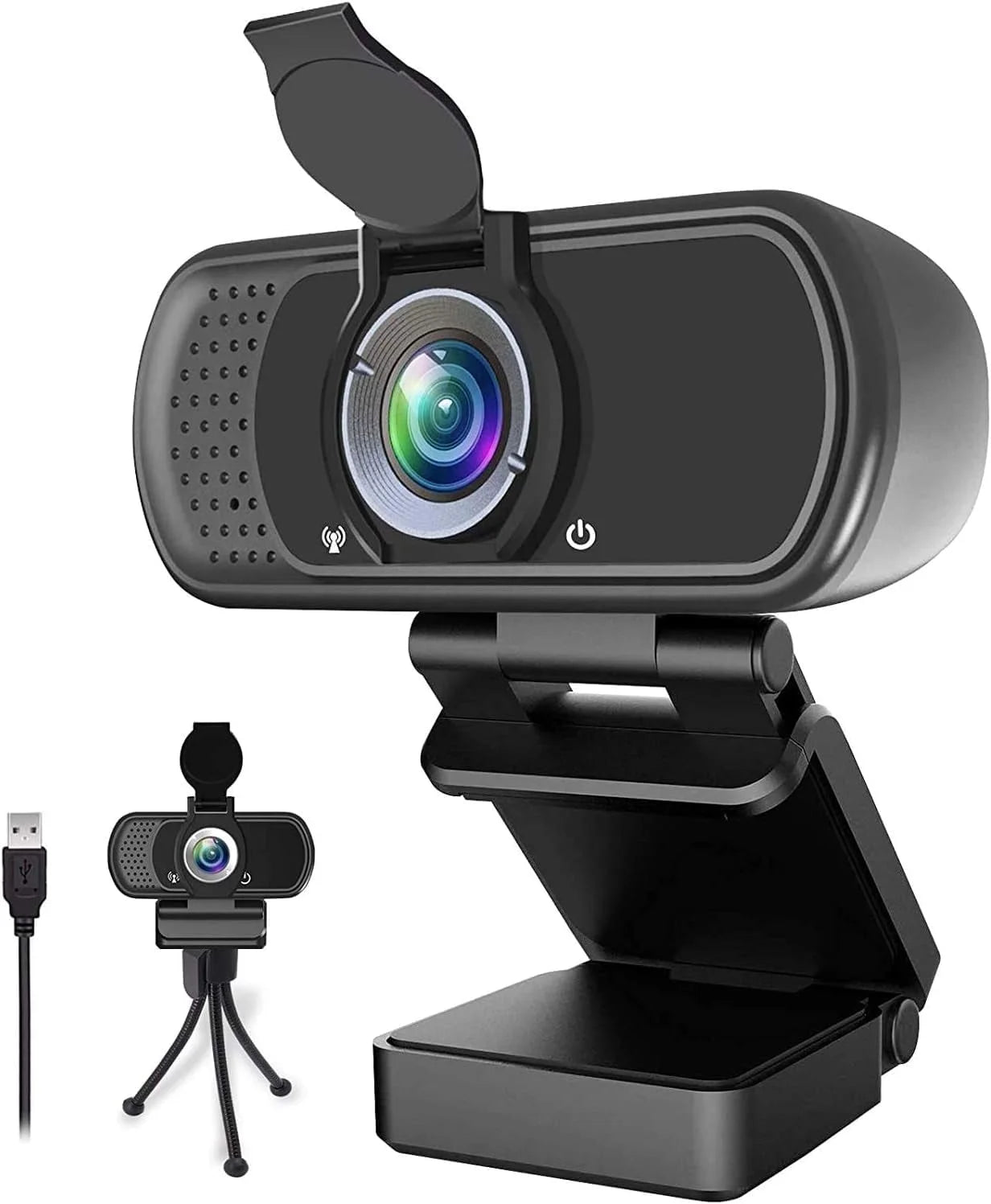 1440P HD Webcam with Microphone, Streaming Computer Web Camera USB PC Desktop Laptop Webcam with Stand/Privacy Cover/Tripod Stand, Autofocus, Noise Reduction for Video Calling/Zoom/Meeting