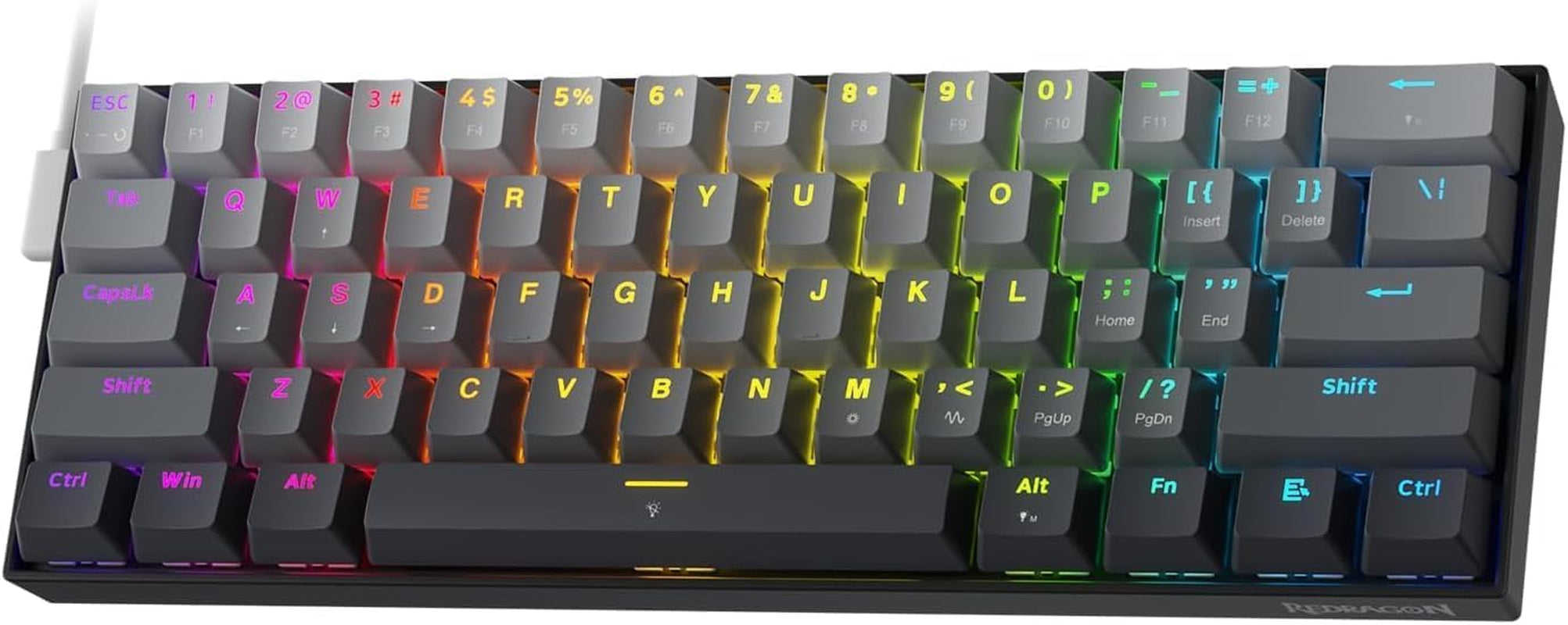 K617 Fizz 60% Wired RGB Gaming Keyboard, 61 Keys Hot-Swap Compact Mechanical Keyboard W/White and Grey Color Keycaps, Linear Red Switch, Pro Driver/Software Supported