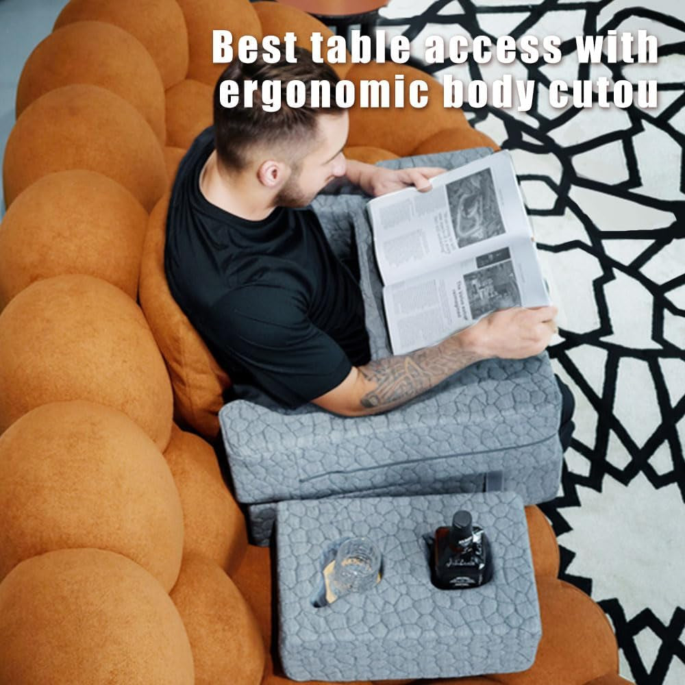 Extra Large Reading & Gaming Pillow with Coaster - Adjustable Lap Desk for Reading, Gaming, Working & Writing, Arm Rest for Adults on Bed/Sofa/Floor/Couch, Ideal for Switch Gaming