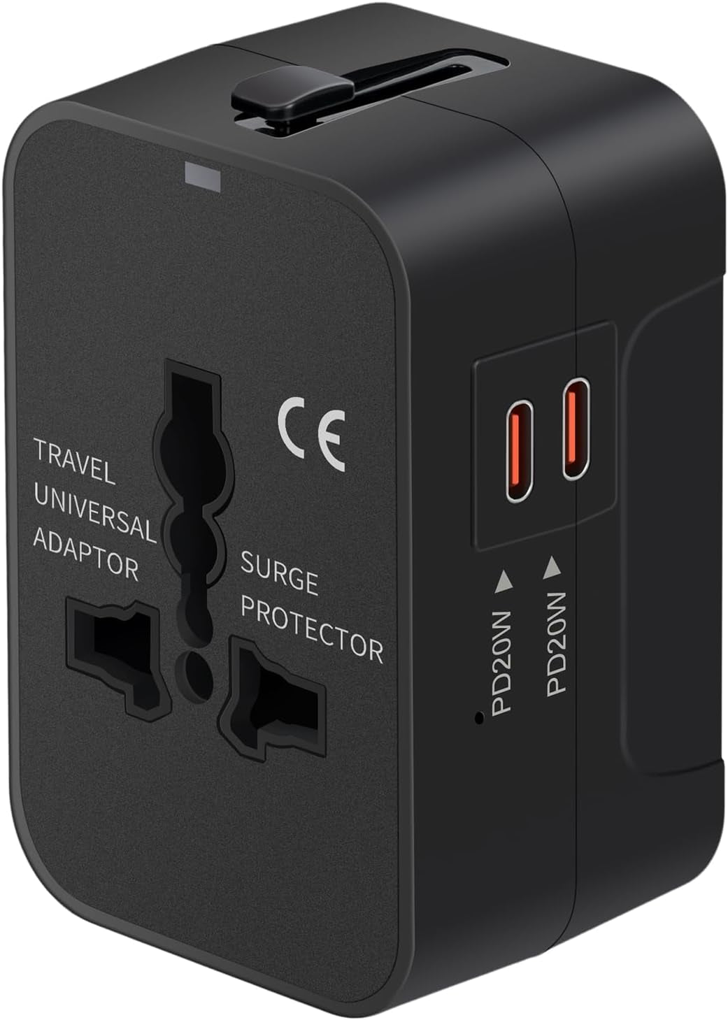 Travel Adapter with USB C, Universal All in One Worldwide Travel Adapter Power Converters Wall Charger AC Power Plug Adapter USB Type C Charging Ports for USA EU UK AUS Black