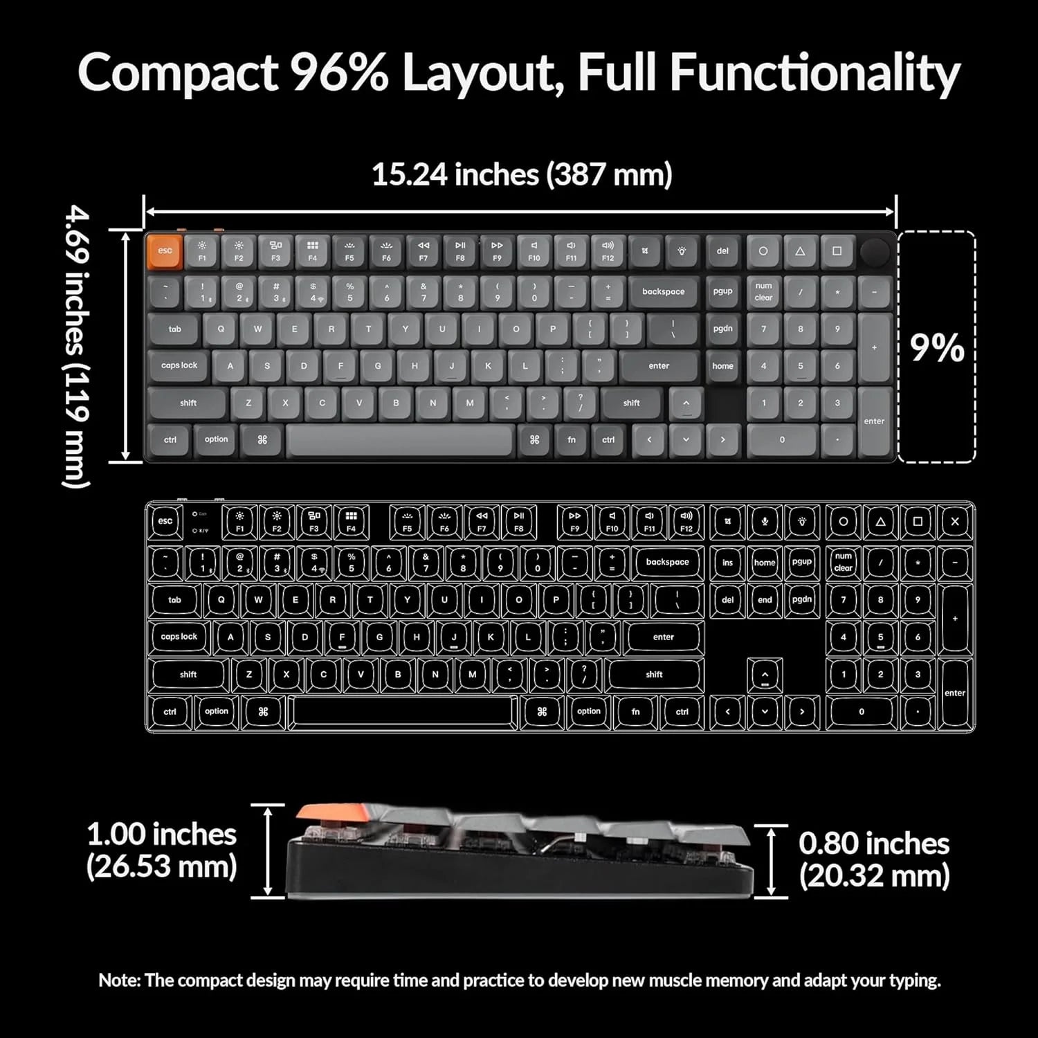 K17 Max Qmk/Launcher Ultra-Slim Wireless/Type-C Wired Mechanical Keyboard with RGB Backlit Hot-Swappable, Low-Profile Gateron Mechanical Red Switch Compatible with Mac Windows Linux