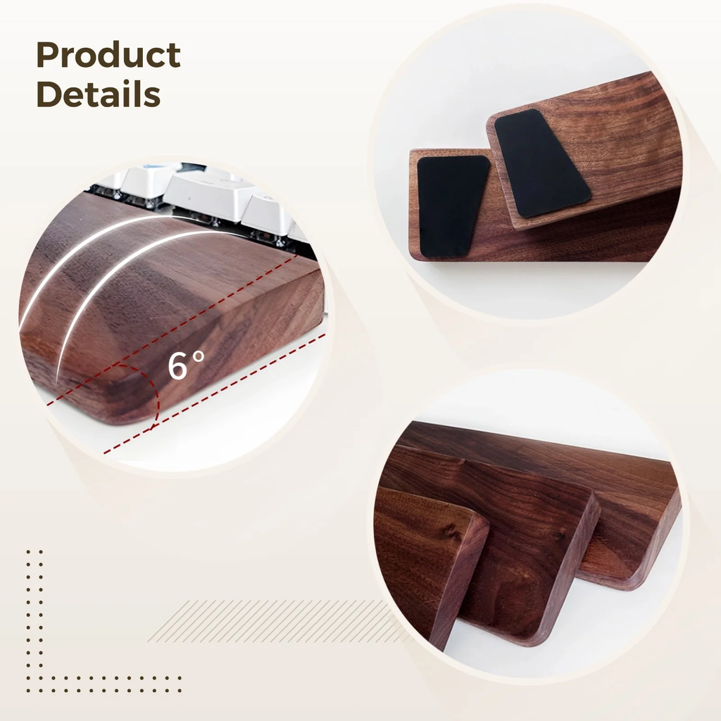 Wooden Keyboard Wrist Rest, Black Walnut Wooden Wrist Rest, 11.8 in Wrist Rest for 60% Keyboards, Comfortable Wrist Support for Typing and Gaming, Reliable and Stylish Design