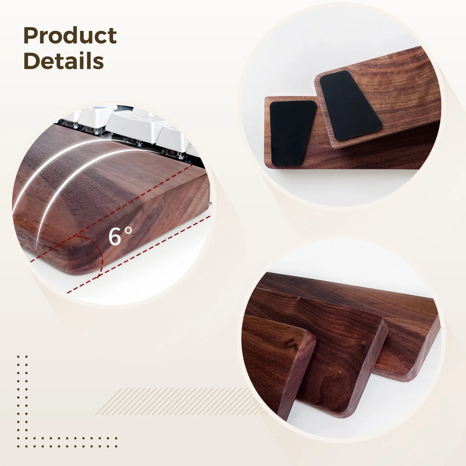 Wooden Keyboard Wrist Rest, Black Walnut Wooden Wrist Rest, 11.8 in Wrist Rest for 60% Keyboards, Comfortable Wrist Support for Typing and Gaming, Reliable and Stylish Design