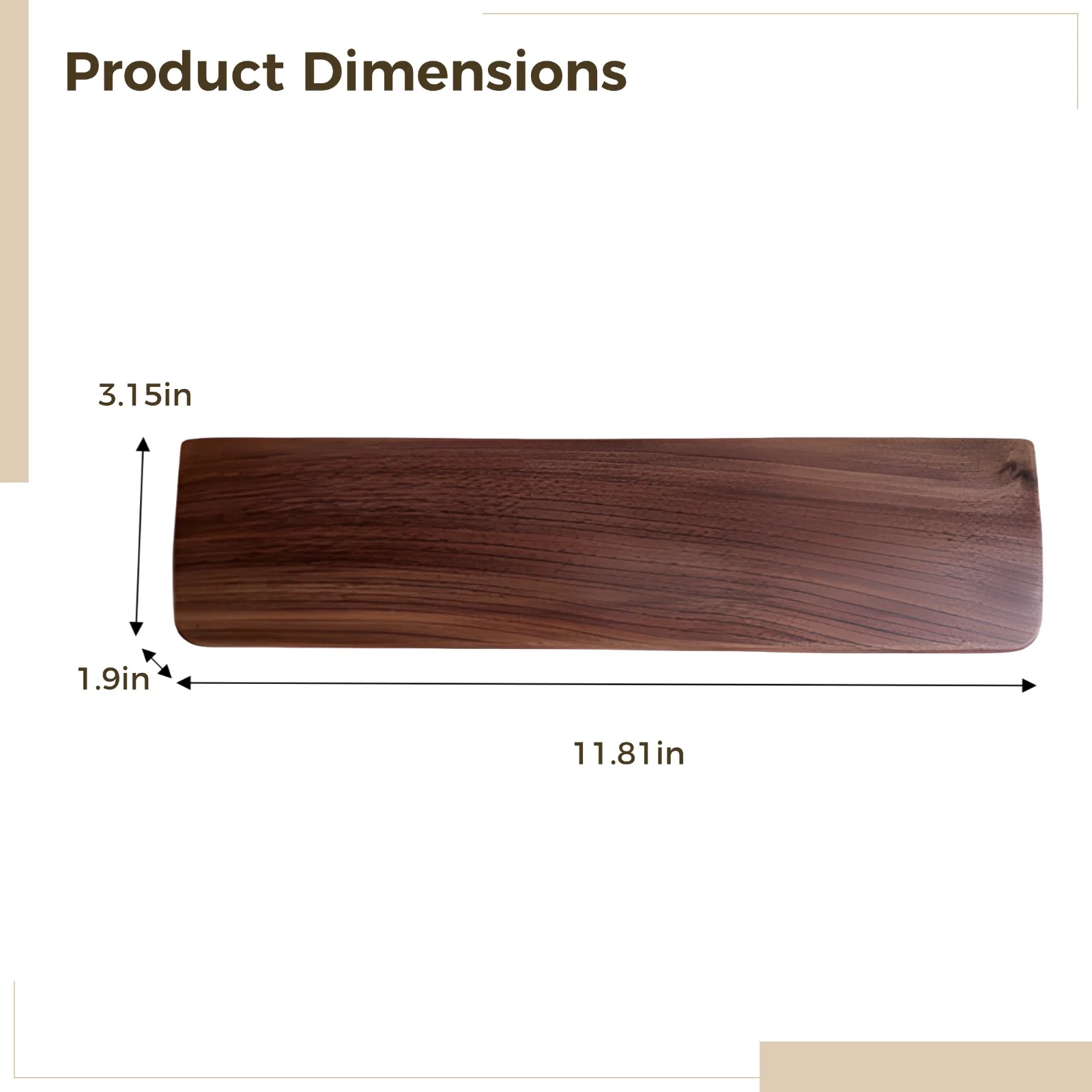 Wooden Keyboard Wrist Rest, Black Walnut Wooden Wrist Rest, 11.8 in Wrist Rest for 60% Keyboards, Comfortable Wrist Support for Typing and Gaming, Reliable and Stylish Design