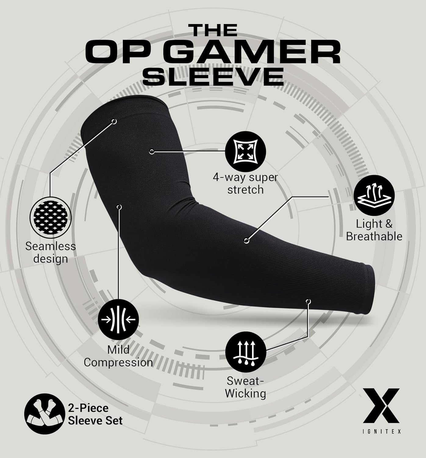 Gaming Arm Sleeves - Gaming Sleeve for PC Gamers - Gaming Compression Sleeves - Gaming Arm Sleeve for E-Sports