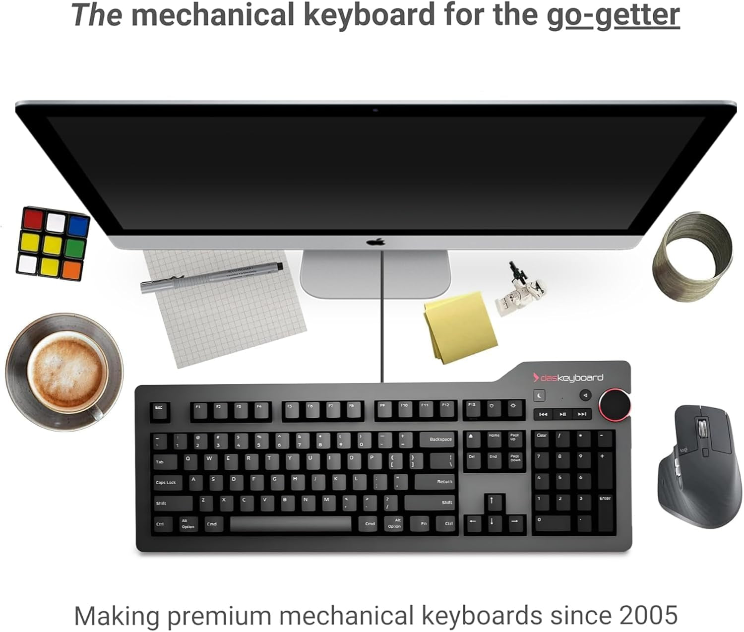 4 Professional for Mac Wired Mechanical Keyboard, Cherry MX Brown Mechanical Switches, 2-Port USB 3.0 Hub, Volume Knob, Aluminum Top (104 Keys, Black)