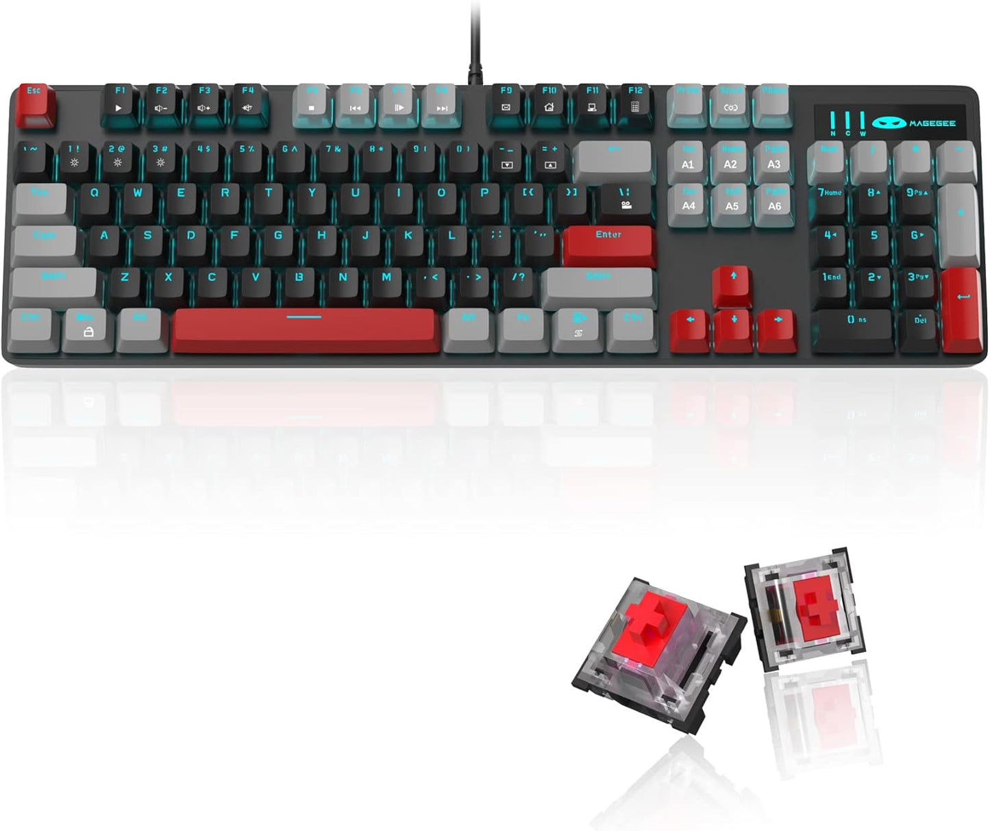 Mechanical Gaming Keyboard, New Upgraded Blue Switch 104 Keys White Backlit Keyboards, USB Wired Mechanical Computer Keyboard for Laptop, Desktop, PC Gamers(White & Pink)