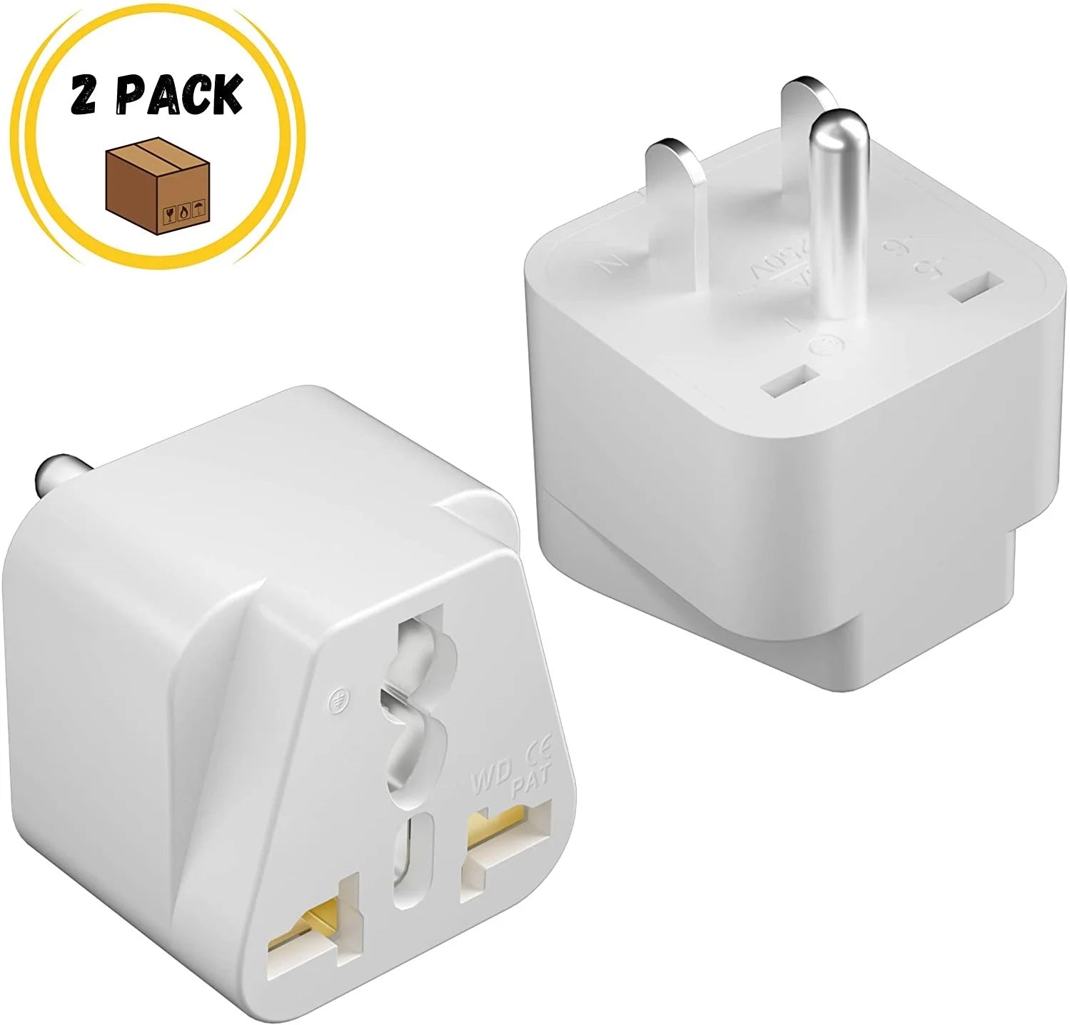 Universal to American Outlet Plug Adapter, 2 Pack, Canada Universal Travel Plug Adapter, 2 Pc, UK to US Adapter, US Plug Adapter, US Travel Adapter, Plug Converter, Universal Travel Adapter