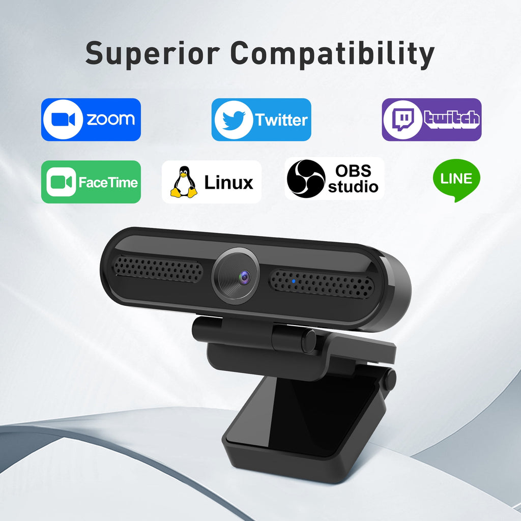 2K/1080P Webcam with 2 Microphones for Laptop Conference Streaming PC USB Web Cam Autofocus