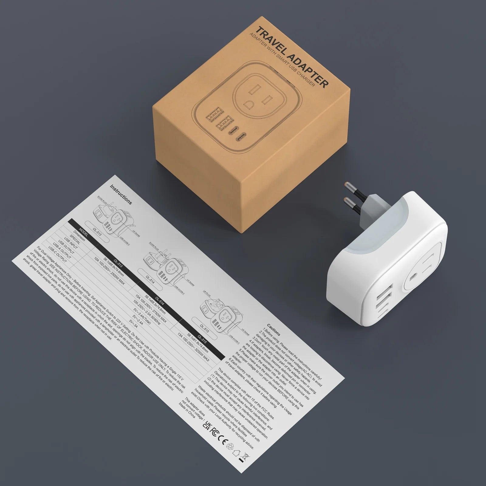 European Travel Plug Adapter,  International Plug Adapter with 2 AC Outlets 4 USB Ports(2 USB C), Type C Plug Adapter Travel Essentials for US to Most Europe France Germany Italy Spain
