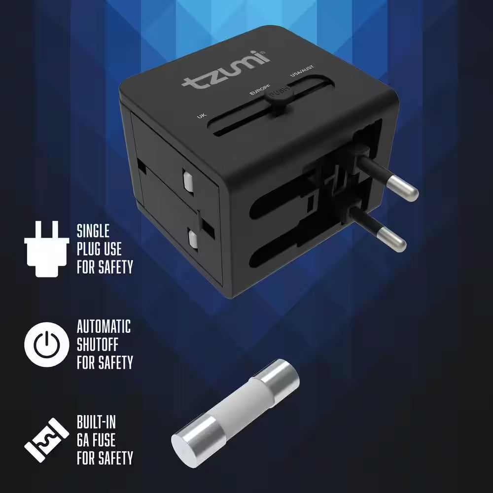 Dual USB and USB-C Travel Adapter