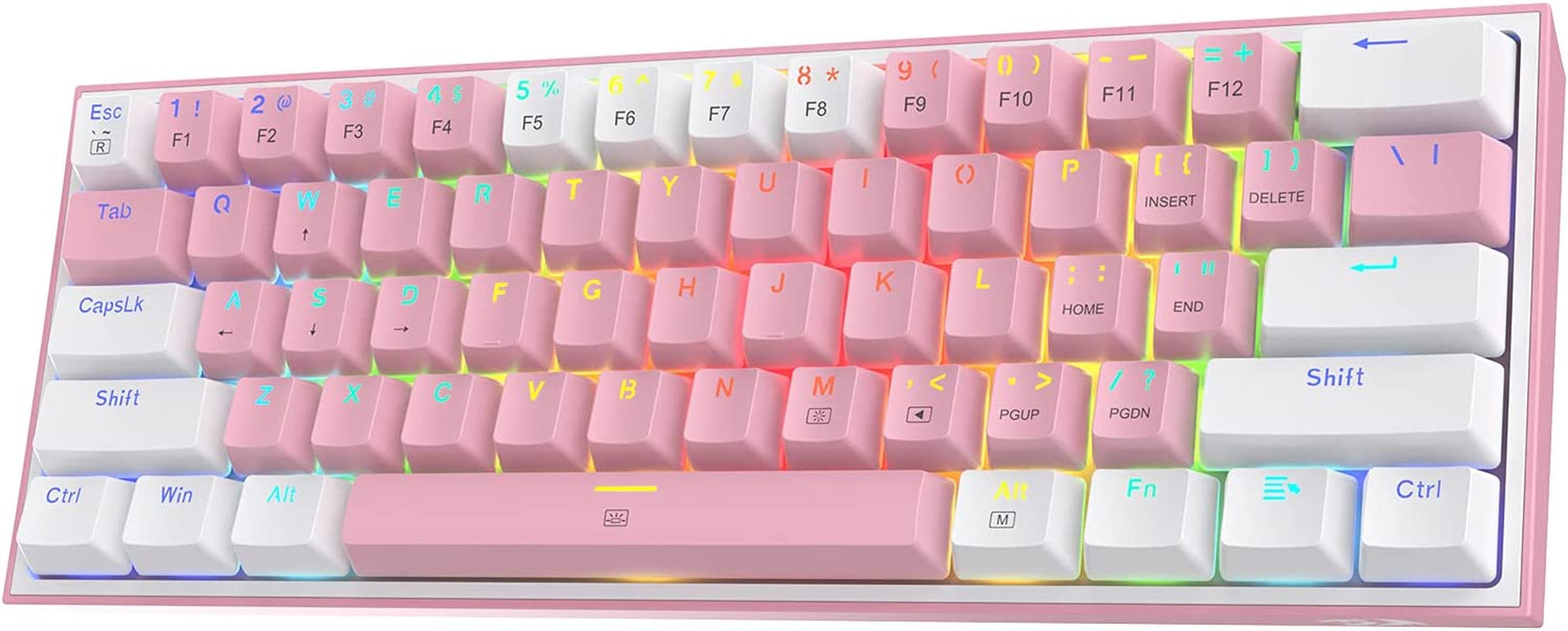 K617 Fizz 60% Wired RGB Gaming Keyboard, 61 Keys Hot-Swap Compact Mechanical Keyboard W/White and Grey Color Keycaps, Linear Red Switch, Pro Driver/Software Supported