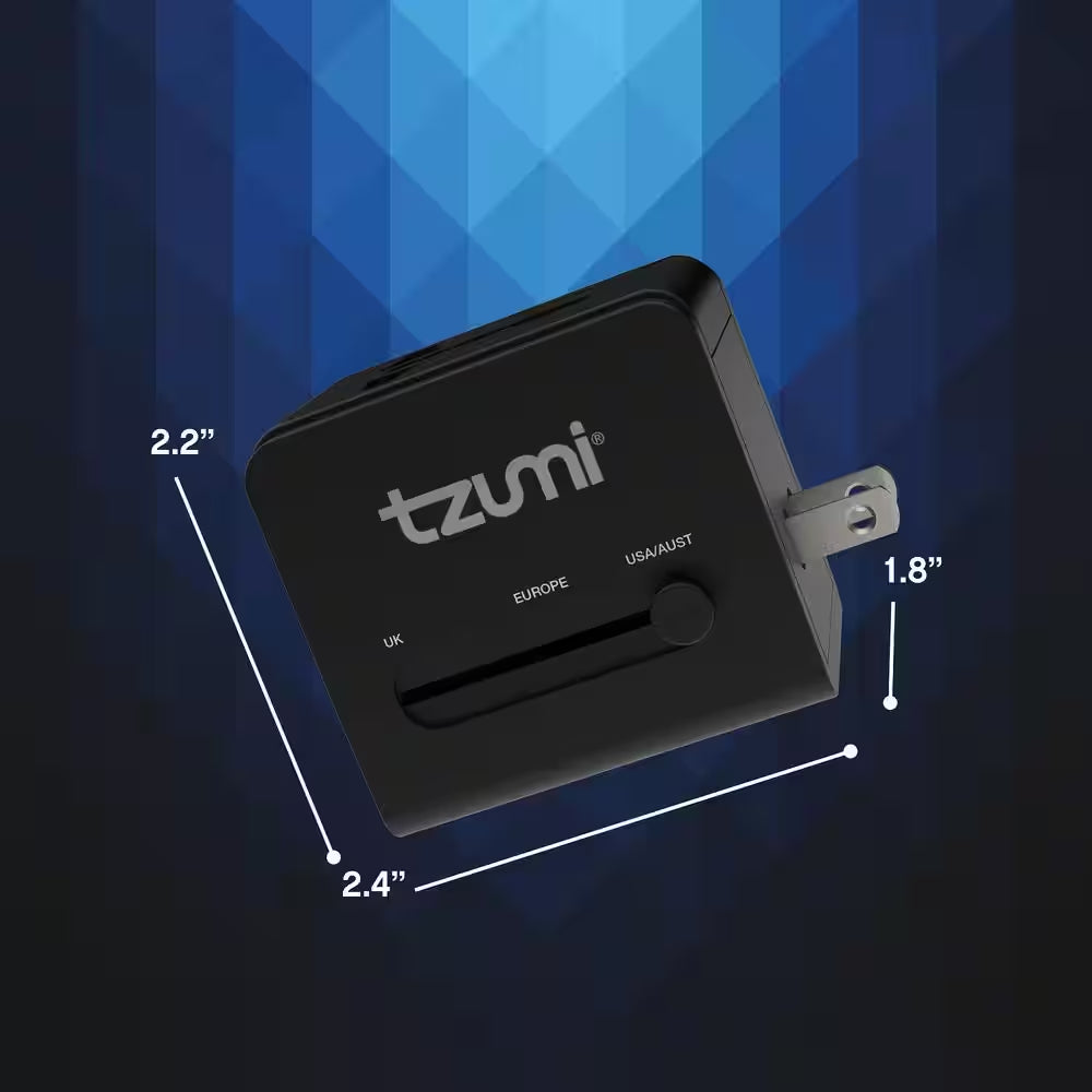 Dual USB and USB-C Travel Adapter